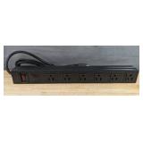 Brand New 6-Outlet Black Power Strip with Surge Protector