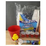Brand New Household Items Including Foam Cups, Glass Jars, and More
