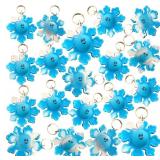 30 Brand New Blue Snowflake Fidget Keychains with Smile Face Design