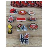 Brand New San Francisco 49ers NFL Croc Charms, Patches, and Retractable Badge Holder Set