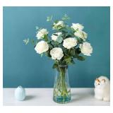 5 Brand New Packages of 12 White Artificial Rose Bouquets