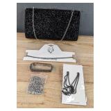 Brand New Glitter Clutch Bag, Choker, Earring and Bracelet Fashion Jewelry