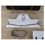 Brand New Glitter Clutch Bag, Choker, Earring and Bracelet Fashion Jewelry