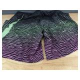 Brand New Nike Swim Trunks with Purple and Green Zebra Print Men
