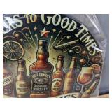 Brand New 8" Round Tin Sign - Cheers to Good Times Design