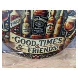 Brand New 8" Round Tin Sign - Cheers to Good Times Design