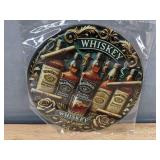 Brand New 8-Inch Round Whiskey Tin Sign