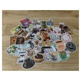 50 Brand New Coffee Theme Aesthetic Stickers for Water Bottles, Laptops, Scrapbooking Etc *E