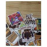 50 Brand New Coffee Theme Aesthetic Stickers for Water Bottles, Laptops, Scrapbooking Etc *E