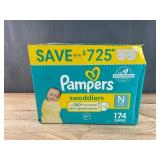 Brand New Pampers Swaddlers Diapers Newborn (Less than 10 Pounds) 174 Count $63 Retail