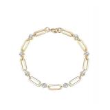 Brand New Gold-Tone Paperclip Bracelet with Gemstone Accents