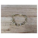 Brand New Gold-Tone Paperclip Bracelet with Gemstone Accents