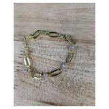 Brand New Gold-Tone Paperclip Bracelet with Gemstone Accents