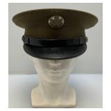 Post WWI US Army M1923 Enlisted Visor Service Cap Or Hat W/Leather Brim Size Unknown