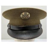 Post WWI US Army M1923 Enlisted Visor Service Cap Or Hat W/Leather Brim Size Unknown