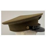 Post WWI US Army M1923 Enlisted Visor Service Cap Or Hat W/Leather Brim Size Unknown