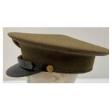 Post WWI US Army M1923 Enlisted Visor Service Cap Or Hat W/Leather Brim Size Unknown