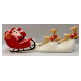 Vintage Santa And Reindeer Blow Mold 31"