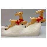 Vintage Santa And Reindeer Blow Mold 31"