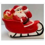 Vintage Santa And Reindeer Blow Mold 31"