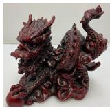 Vintage Oriental Dragon Statues 1= 5" x 5 1/2" 1= 2 1/2" x 2 1/2"