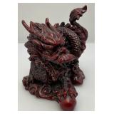 Vintage Oriental Dragon Statues 1= 5" x 5 1/2" 1= 2 1/2" x 2 1/2"