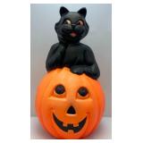 Large Vintage Blow Mold Cat On Pumpkin 36" Tall