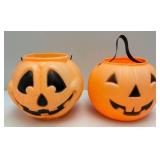 Vintage Halloween Blow Mold Pumpkin Candy Baskets Including Mickey Mouse & More