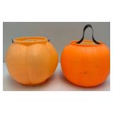 Vintage Halloween Blow Mold Pumpkin Candy Baskets Including Mickey Mouse & More