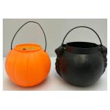 Vintage Halloween Blow Mold Pumpkin Candy Baskets Including Mickey Mouse & More