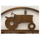 Large Tractor Adorned Metal Wall Hanging Weather Station With Clock 20" x 28 1/2"