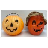 Vintage Halloween Blow Mold Pumpkin Candy Baskets Including Mickey Mouse & More