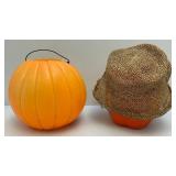 Vintage Halloween Blow Mold Pumpkin Candy Baskets Including Mickey Mouse & More