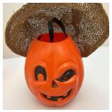 Vintage Halloween Blow Mold Pumpkin Candy Baskets Including Mickey Mouse & More