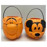 Vintage Halloween Blow Mold Pumpkin Candy Baskets Including Mickey Mouse & More