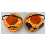 Vintage Halloween Blow Mold Pumpkin Candy Baskets Including Mickey Mouse & More
