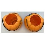 Vintage Halloween Blow Mold Pumpkin Candy Baskets Including Mickey Mouse & More