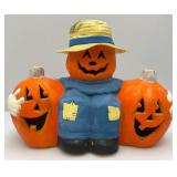 Vintage Foam Casted Halloween Decoration Pumpkins 13" x 17" Small Crack Present