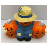 Vintage Foam Casted Halloween Decoration Pumpkins 13" x 17" Small Crack Present