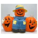 Vintage Foam Casted Halloween Decoration Pumpkins 13" x 17" Small Crack Present