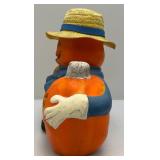 Vintage Foam Casted Halloween Decoration Pumpkins 13" x 17" Small Crack Present