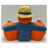 Vintage Foam Casted Halloween Decoration Pumpkins 13" x 17" Small Crack Present
