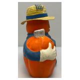Vintage Foam Casted Halloween Decoration Pumpkins 13" x 17" Small Crack Present