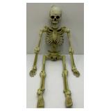Large Vintage 34" Hard Plastic Articulated Skeleton Mouth Moves & Talks, Eyes Light Up (WORKS)