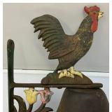 Large Metal Rooster Adorned Dinner 8" x 9" Bell
