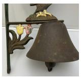 Large Metal Rooster Adorned Dinner 8" x 9" Bell