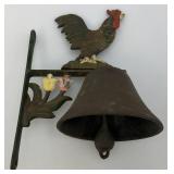 Large Metal Rooster Adorned Dinner 8" x 9" Bell