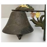 Large Metal Rooster Adorned Dinner 8" x 9" Bell