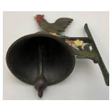 Large Metal Rooster Adorned Dinner 8" x 9" Bell