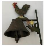 Large Metal Rooster Adorned Dinner 8" x 9" Bell